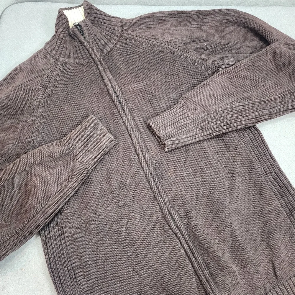 American Rag Full Zip Cardigan Brown Mock Neck Cotton Sweater Mens S